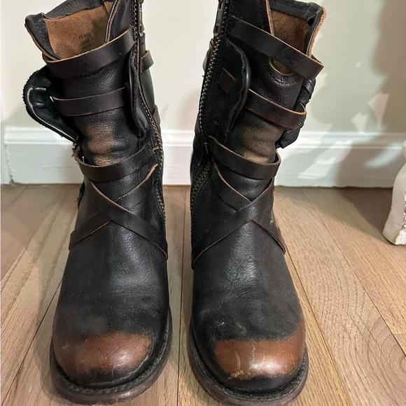 Freebird Baker leather boots black size 8 shoes booties block heel - Picture 2 of 6